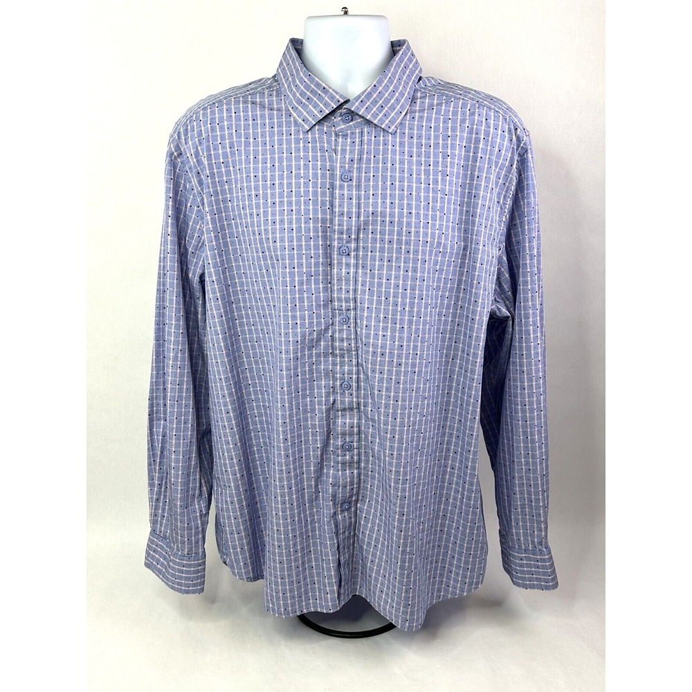Robert Graham Shirt Mens 3XL Modern Americana Tailored Fit Polka Dots/Check Flip